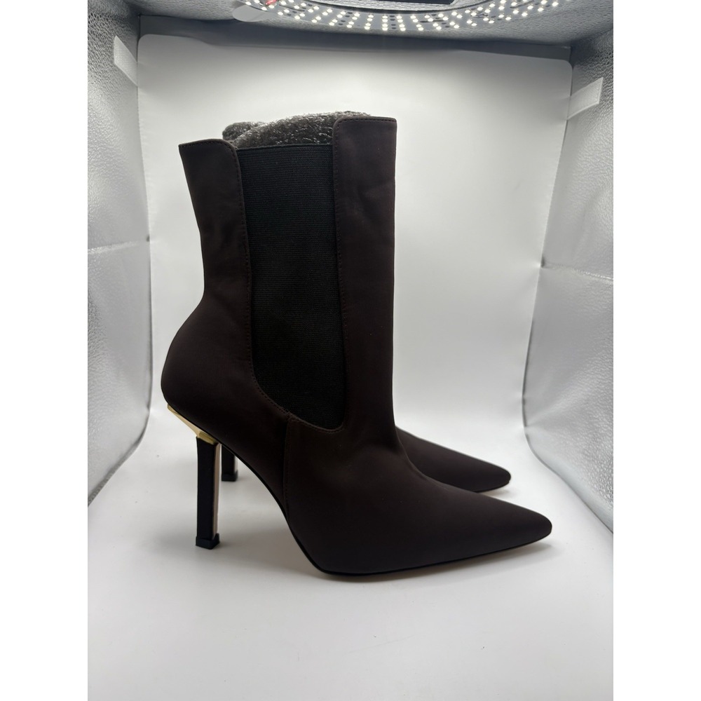 Good American High Kickstand Bootie Pull Up Neoprene Chocolate Brown Size 8.5